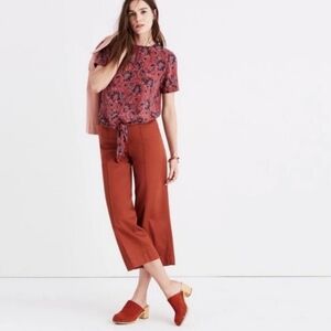 Madewell Silk Button-Back Tie Tee on Assam Floral
